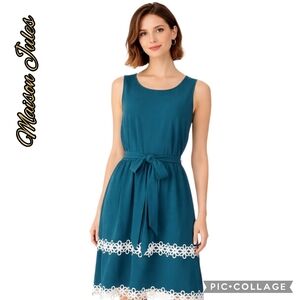 Maison Jules dress melbourne green embroidered white trim belted sz xxl nwt 🎉HP